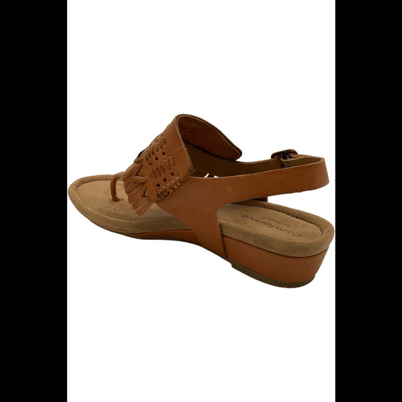 Comfortiva Leather Wedge Sandals Shayla Orange - Wide - Picture 3 of 3